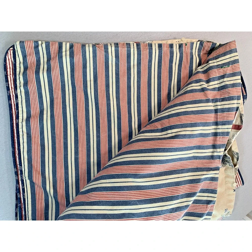 Vintage Tommy Hilfiger Red White Blue Tan Duvet Cover 86x86 Full Queen Americana